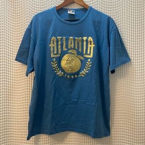 Vintage Atlanta Olympics 1996 Gold Puff Print Spellout T Shirt